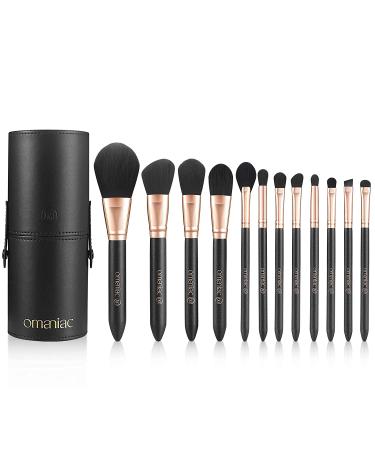 OMANIAC 12Pcs Makeup Brushes Set - Professional, Comfortable & Easy to Use for Eyeshadow, Blush, Powder, Foundation - Rose Gold & Black with Holder - Buy Online on GoSupps.com