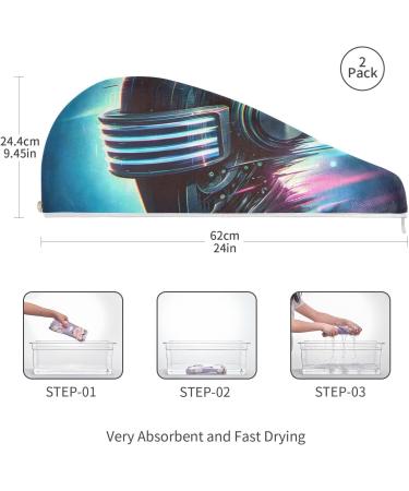 Black Head Helmets Blurred Art Hair Towel 2 Pack - Super Absorbent Quick Dry Turbans for Women & Girls - Buy Online on GoSupps.com