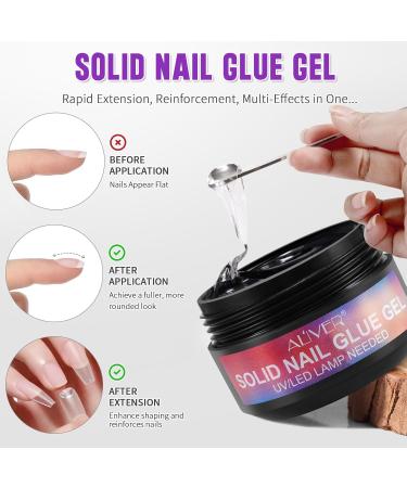 Solid Nail Glue Gel for False Nail Tips - Super Strong Long Lasting UV Cured | 15g - Ideal for Acrylic Nails Art & Press On Nails at Home - Buy Online on GoSupps.com