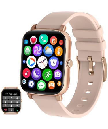 1.7'' Phone Smart Watch Answer/Make Calls, Fitness Watch with AI Control Call/Text, Android Smart Watch for iphone Compatible, Full Touch Smartwatch for Women Men, Heart Rate/Sleep Monitor Watch pink