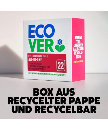 Ecover All-In-One Dishwasher Tabs 22 Pieces (440g) | Eco-Friendly Cleaning for International Shipping - Buy Online on GoSupps.com