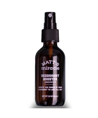 Matt s Miracle Deodorant Booster Unscented 2oz | All Natural Body Odor Eliminator with Aloe Vitamin E and Vitamin B5 | Vegan Aluminum-Free Non-Toxic Odor Blocking Deodorant Spray for Men and Women | Made in USA