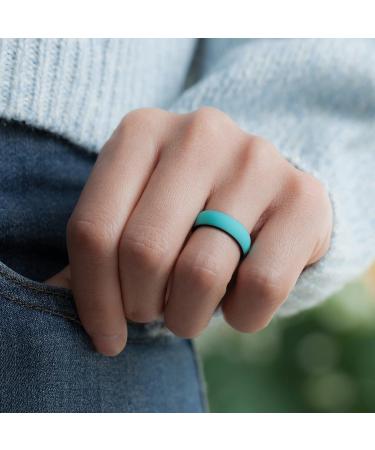 ThunderFit Women's Silicone Wedding Bands | Breathable 2 Layer | 5.5mm Wide 1.5mm Thick | Teal-Black, Black-Teal, White-Teal, Light Teal Glitter-White | Size 6.5-7 (17.35mm) - Buy Online on GoSupps.com