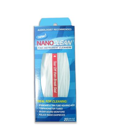 NanoClean All-in-1 Hearing Aid Cleaning Kit - 1 Pack of 20 Ready-to-Use Strands - Gentle & Effective Hearing Aid Cleaning Brush Thread-Fine Instrument Cleaners, Earbud Cleaner, Hearing Aid Accessories