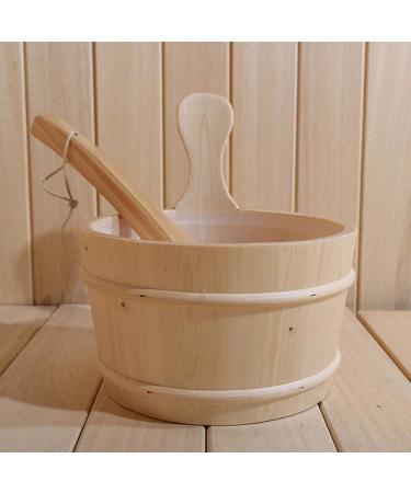 /L L Sauna Wooden Bucket with Ladle Natural Pinewood Sauna Bucket and Spoon Sauna Accessories Steaming Bathroom Equipment Accessories Helpful - Buy Online on GoSupps.com