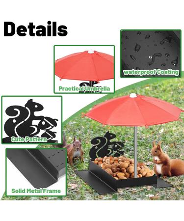 Giyiprpi Squirrel Feeder Metal Squirrel Feeder for Outdoor Use with Umbrella and Corn Stand Outdoor Hanging Squirrel Chipmunk Feeding Station (Black) - Buy Online on GoSupps.com