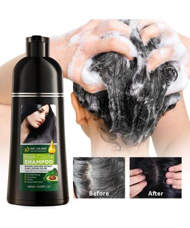 Shampooing de coloration 3 en 1 - Coloration instantan e 400 ml convient aux cheveux et la barbe couvre compl tement les cheveux gris convient aux hommes et aux femmes formule naturelle (Natural Noir naturel - Buy Online on GoSupps.com