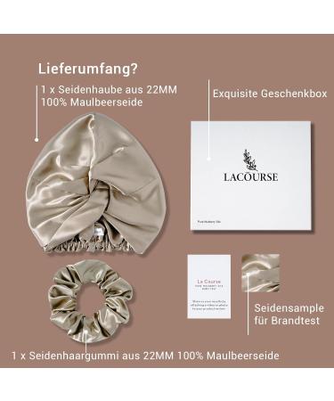 Lacourse 100% Mulberry Silk Sleeping Hood | 22 Momme Hair Protection | Caramel Color | High-Quality Elastic Band - Buy Online on GoSupps.com