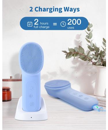 3-in-1 Waterproof Facial Cleansing Brush | Rechargeable Silicone Face Massager for Men & Women | Electric Exfoliating Brush for Blackhead Removal - Buy Online on GoSupps.com