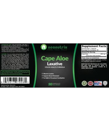 Cape Aloe Natural Laxatives for Constipation Relief - 90 Capsules - Made in USA | Neonutrix - Buy Online on GoSupps.com
