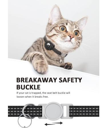 Reflective AirTag Cat Neck Band with Bell | Lightweight Tracker Collars for Kittens & Young Cats - Black - Buy Online on GoSupps.com