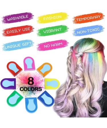 8 Colors Hair Chalk for Kids | Washable Non-Sticky Vibrant Hair Color Makeup Kit for Girls with Dark or Blonde Hair | Great for New Year, Birthday Party, Cosplay | DIY Christmas Gift for Kids Aged 4-10+ | G1 - Buy Online on GoSupps.com