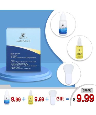 LOMMEL Strong Hold Lace Glue & Tape Extension Remover Set - Waterproof Front Wig Adhesive - 38ml Glue, 30ml Remover - Includes Silicone Brush - Buy Online on GoSupps.com