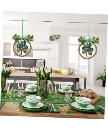 Abaodam 2pcs Shamrock Wooden Sign Hanging Front Door Wreaths Irish Party Wood St. Patrick's Day Pendants - Buy Online on GoSupps.com