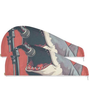 Shark Singing Hair Towel 2 Pack - Super Absorbent Quick Dry Hair Turbans | Ultimate Hair Drying Solution for Women & Girls - Buy Online on GoSupps.com