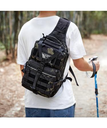 G4Free Tactical Sling Backpack - Large Military Shoulder Bag for Outdoor Sports Camping & Hiking - CP Black - Buy Online on GoSupps.com