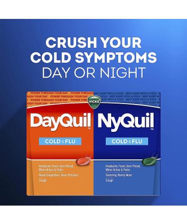 Vicks DayQuil & NyQuil Combo Pack Cold & Flu Medicine - 24 Count - Powerful Relief for Headache, Fever, Sore Throat & Cough - Daytime & Nighttime Formula - Buy Online on GoSupps.com