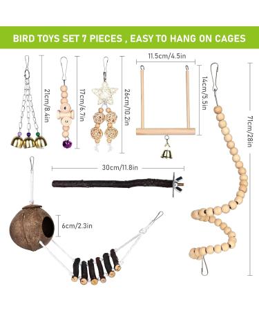 Buy Vegan 7-Piece Wooden Bird Toy Set - Multicolored Ladders & Accessories for Budgies Parrots and More | International Shipping - Buy Online on GoSupps.com