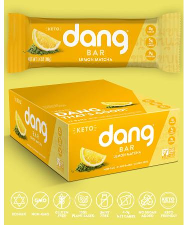 Dang Keto Bar | Lemon Matcha | 12 Pack | Keto Certified Vegan Snack | Low Carb, Low Sugar, Gluten Free, Non GMO | 5g Net Carbs, 9g Protein | Plant Based Energy Bar | Pack of 12 - Buy Online on GoSupps.com