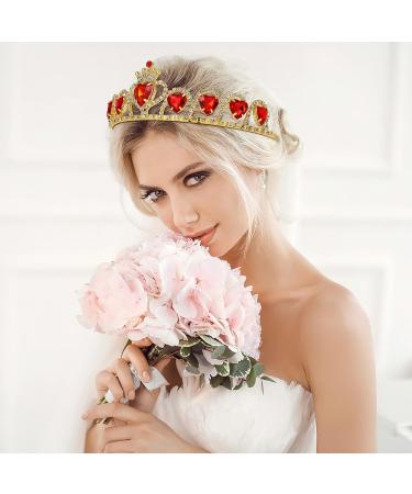 Beaupretty Red Heart Rhinestone Bridal Crown for Women - Crystal Princess Headband - Buy Online on GoSupps.com