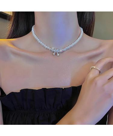 OralGos Elegant Pearl Necklace | Sparkling Bowknot Fashion Jewelry for Any Occasion - International Shipping - Buy Online on GoSupps.com
