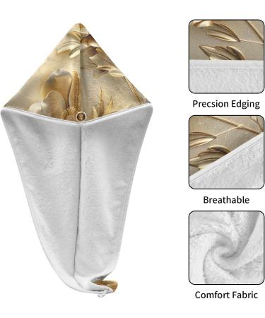 Luxury Gold Flower Hair Towel Set - 2 Pack Super Absorbent Quick Dry Turbans for Women & Girls - Buy Online on GoSupps.com