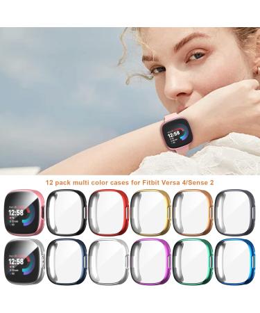 12 Pack Case for Fitbit Versa 4/Sense 2 with Screen Protector - Ultra-Thin, Scratch Resistant Cover for Slim Fit Plated Bumper - Haojavo Accessories - Buy Online on GoSupps.com