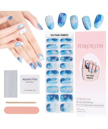 EBANKU Christmas Semi Cured Gel Nail Strips Glitter Gel Nail Polish Strips Long Lasting Waterproof Full Nail Wraps Stickers with Stick Nail File Wipes & Sealing(UV/LED Lamp Required) (SDTRK12)