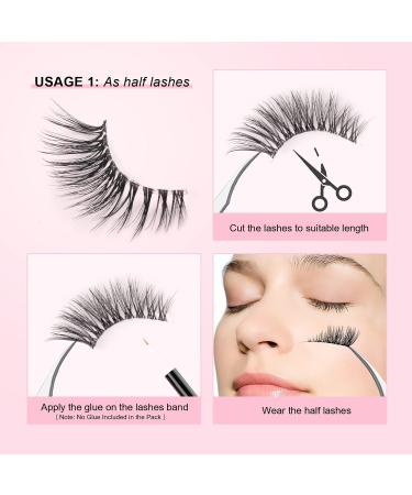 Glowingwin False Half Lashes - 10 Pairs | Natural Look Cat Eye Wispy Corner Reusable Mink Fluffy Eyelashes - Buy Online on GoSupps.com
