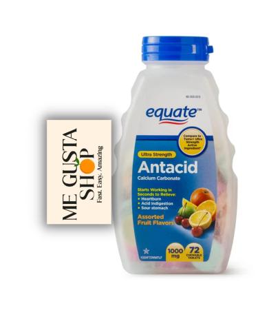 Equate Ultra Strength Antacid Chewable Fruit Tablets1000 mg 72 Ct (Pack of 01) + Me Gustas Stickers