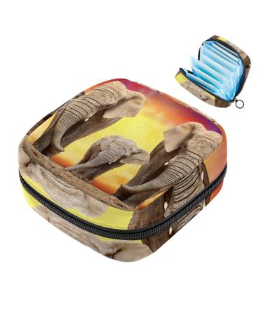 Women's bond-storage bags African elephant family women's tampon storage bags zip pockets menstrual tied bags multi17