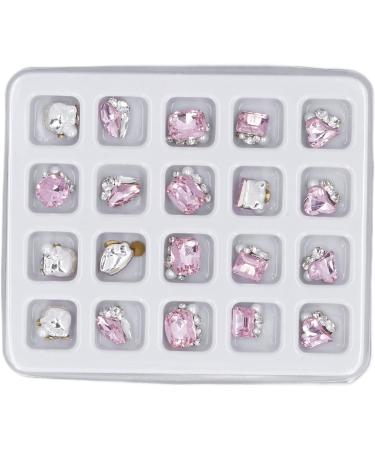 Nail Charms Different Shapes Nail Design Rhinestone Nail Decoration Box Set 20 Pieces for Performance (Pink) - Buy Online on GoSupps.com