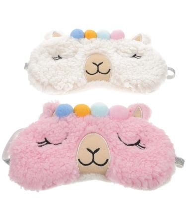 Sleeping Eye Mask 2Pcs Sleeping Eye Masks Soft Plush Blindfold Cartoon Animal Cashmere Blocking Out Light Eyeshade Portable for Women Men Night Travel Airplane Sleeping Mask