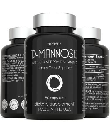 D-Mannose 1000mg Capsules - D Mannose with Cranberry Extract and Vitamin C - 60 Capsules 500mg High Strength - Urinary Tract Health for Women & Men - Vegan & Non-GMO - Fast-Acting Natural UTI Support