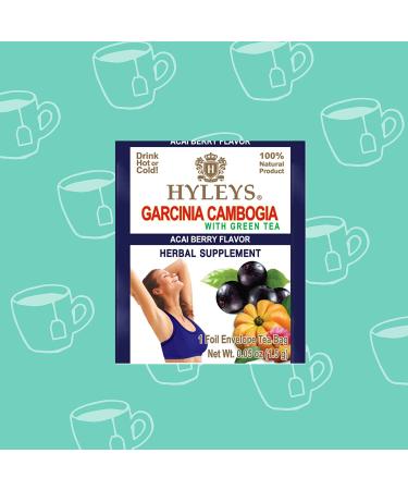 Hyleys Garcinia Cambogia Green Tea with Acai Berry - 25 Tea Bags (1.32 oz) | Boost Metabolism & Weight Loss - Buy Online on GoSupps.com