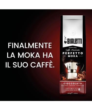 Bialetti Perfetto Moka Cioccolato - Ground Coffee with Chocolate Aroma Medium Roast 250g x 6 | Aromatic 1.5kg Pack for Coffee Lovers - International Shipping Available - Buy Online on GoSupps.com