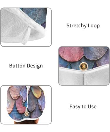 Colorful Rainbow Mermaid Scales Hair Towel Set - Super Absorbent Quick Dry Hair Turbans for Women & Girls - 2 Pack - Buy Online on GoSupps.com