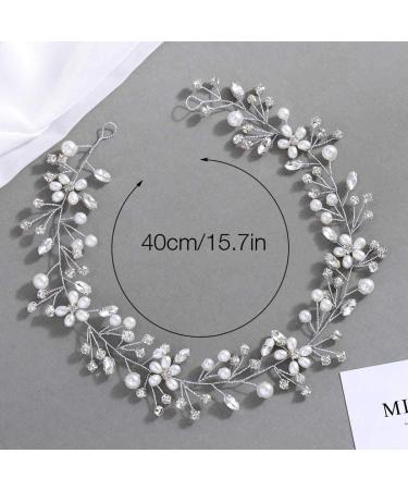 GORAIS Pearl Bridal Hair Vine - Silver Crystal Wedding Headband for Women and Girls - Buy Online on GoSupps.com