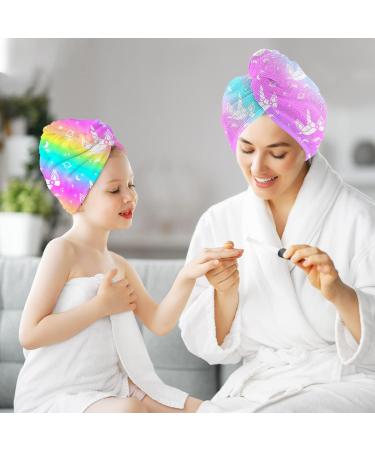 Kids Hair Towel Wrap Set - 2 Pack Rapid Drying Turbans for Girls| Includes Hair Brush & Face Washing Wristbands - Buy Online on GoSupps.com