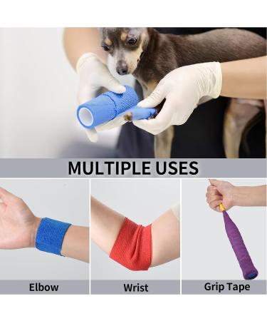Sagafly 6Pcs Pet Vet Wrap Cohesive Bandages for Dogs Cats Horse Self Adherent Bandage for Wrist Ankle Self Adhesive Cohesive Dog Bandage Non-Woven Elastic Bandage Tape 5cm x 4.5m 6pcs Mix Color - Buy Online on GoSupps.com