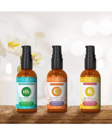 NUVA SKIN Anti Aging Serum Set - Vitamin C, Retinol, Hyaluronic Acid - 3 Pack Face Serum for Women and Men - Skin Care Regimen - 1 Fl Oz - Buy Online on GoSupps.com