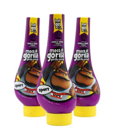 Moco de Gorila Sport Squizz Hair Styling Gel Long-Lasting Hold Reactivatable with water 3-Pack of 11.92 Oz Each 3 Squeezable Bottles.
