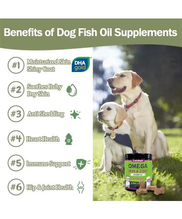 Omega 3 for Dogs - Salmon Oil for Dogs Skin and Coat Supplement with EPA & DHA Fatty Acids - Dog Itch & Allergy Relief Anti Shedding Shiny Coats - Promotes Heart Hip & Joint Support - 180 Counts - Buy Online on GoSupps.com