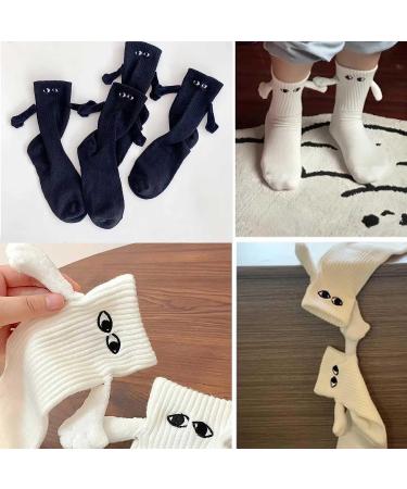 Hand in Hand Funny Couple Socks - Magnetic Magnet Holding 3D Doll Design (2-Pack White) - Buy Online on GoSupps.com