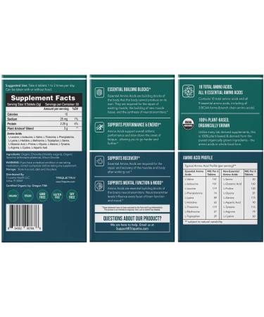 Plant Aminos Organic Essential Amino Acids & BCAA - 100% Vegan - 360 Tablets - Buy Online on GoSupps.com