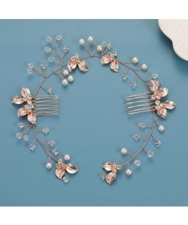 Women's Crystal Flower Comb Side Combs Bridal Hair Accessories Comb Hair Accessories Side Comb Hair Accessories Bridal Headwear for Girls Women Wedding Birthday Party Prom Rose Gold - Buy Online on GoSupps.com