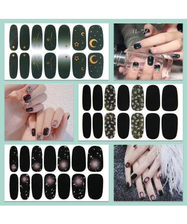 Buy WOKOTO 12 Sheets Black Nail Polish Stickers - 168 Pieces Full Nail Wraps Gel Nail Strips for Women Black Gradient Marble Design Easy Stick-On Nail Art - Buy Online on GoSupps.com