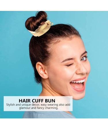 Lurrose Hair Cuff Rolls Set - 3 Pieces with Leaves | Gold Hair Bowl Buns & Holder for Women - International Shipping Available - Buy Online on GoSupps.com