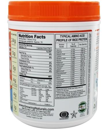 Organic Vanilla Rice Protein Powder - Growing Naturals | 2 lbs - Buy Online on GoSupps.com