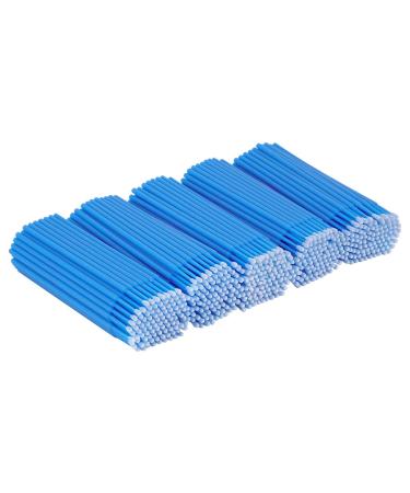 Cuttte 500 PCS Disposable Microbrush Applicators Microfiber Wands for Eyelashes Extensions and Makeup Application (Head Diameter: 2.5mm) Blue